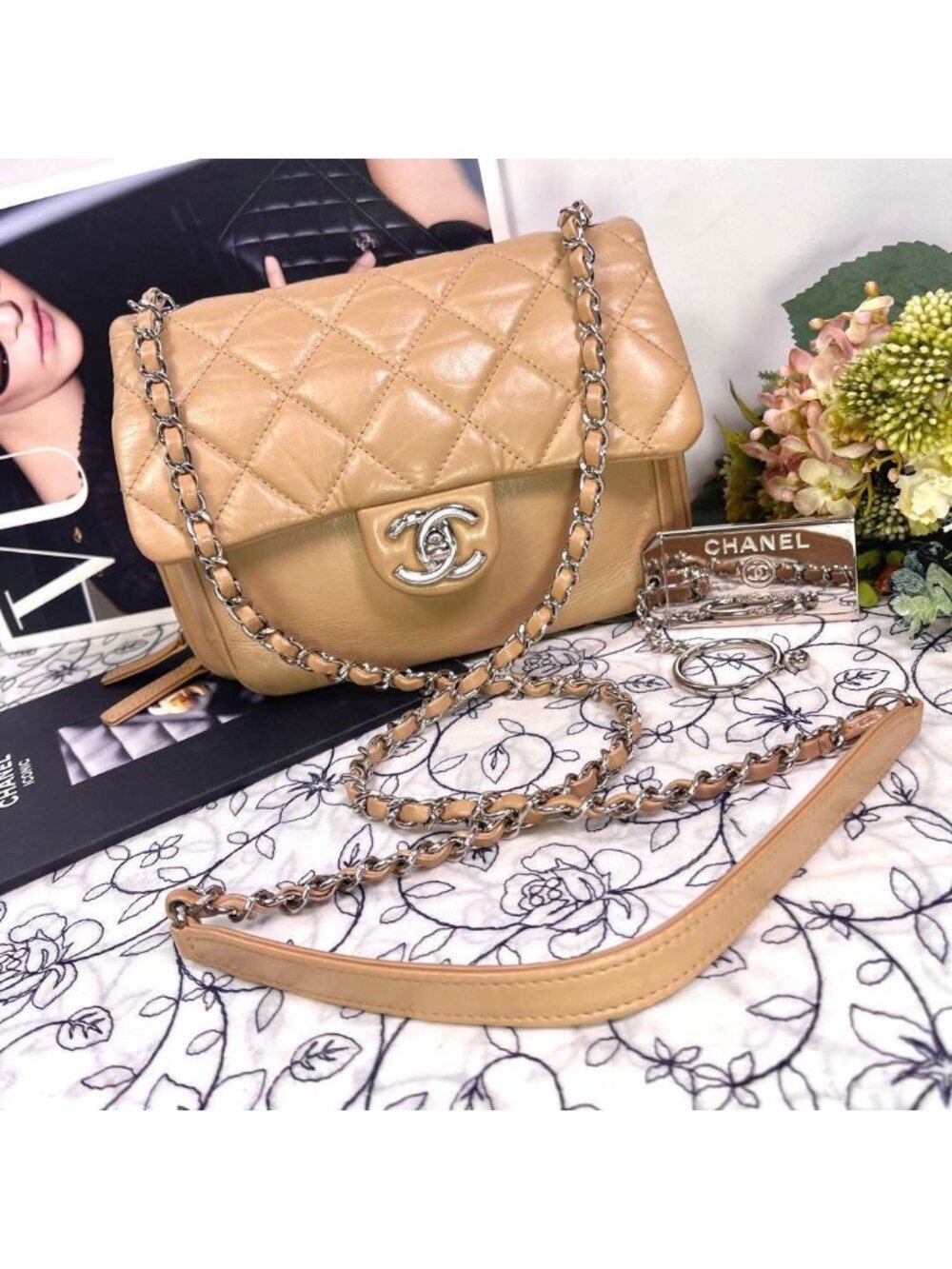 Chanel Double Flap Chain Shoulder Bag Quilted